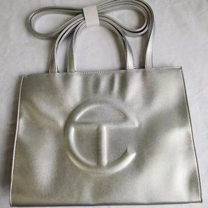 Telfar Medium Silver Shopping Bag